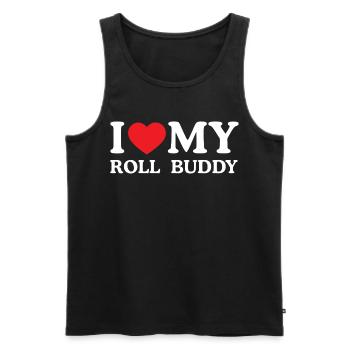 I Love My Roll Buddy - Lustiger BJJ Spruch - Männer Premium Bio Tank Top - Schwarz - Vorne - Michal (187cm)