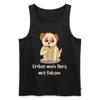 Conquérir mon coeur avec des biscuits <3 chiens animaux - Débardeur bio Premium Homme - noir - Devant - Michal (187cm)