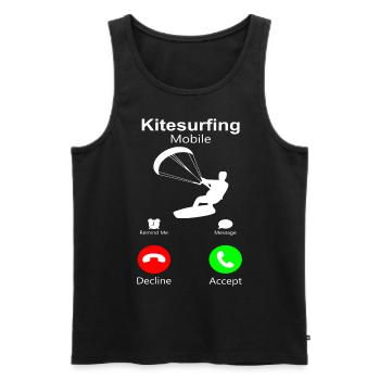 Kitesurfing Mobile Call Me Kite Surfer Phone Fun - Men's Premium Organic Tank Top - black - Front - AI Model Male 178 light (178cm)