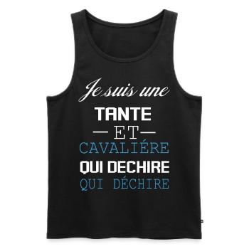 Je Suis Cavalière Qui Déchire Et Tante - Débardeur bio Premium Homme - noir - Devant - Michal (187cm)