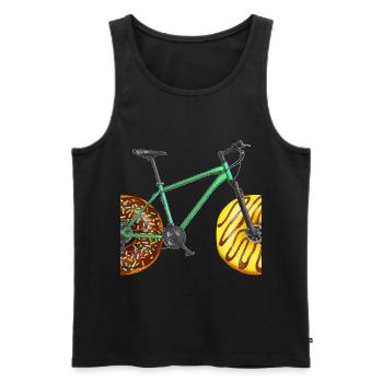 Bicycle with donuts saying - cool funny motif - Men's Premium Organic Tank Top - black - Front - AI Model Male 178 light (178cm)