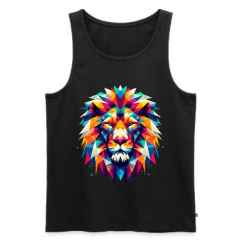 Lion Geometric Colorful Gift - Men's Premium Organic Tank Top - black - Front - AI Model Male 178 light (178cm)
