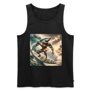 Surfer Shark Creative Design - Men's Premium Organic Tank Top - black - Front - AI Model Male 178 light (178cm)