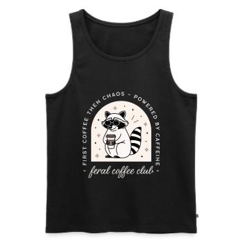 Café club drôle sauvage chaotique raton laveur amateurs - Débardeur bio Premium Homme - noir - Devant - AI Model Male 178 light (178cm)