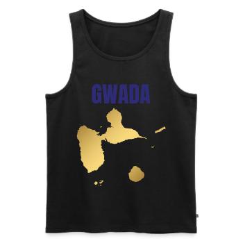 GWADA Golden Map West Indies T-shirt - Men's Premium Organic Tank Top - black - Front - AI Model Male 178 light (178cm)