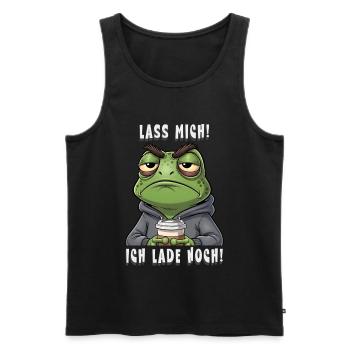 Grumpy Frosch Kaffee Spruch lass mich ich lade - Männer Premium Bio Tank Top - Schwarz - Vorne - AI Model Male 178 light (178cm)