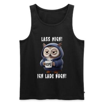 Lustige Eule im Hoodie Morgenmuffel - Männer Premium Bio Tank Top - Schwarz - Vorne - AI Model Male 178 light (178cm)