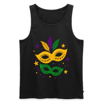 Karneval Masken mit Sternen & bunten Federn - Männer Premium Bio Tank Top - Schwarz - Vorne - AI Model Male 178 light (178cm)