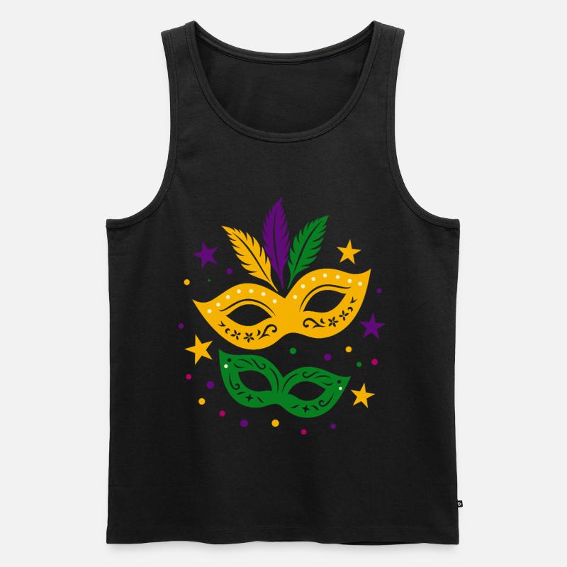 Karneval Masken mit Sternen & bunten Federn - Männer Premium Bio Tank Top - Schwarz