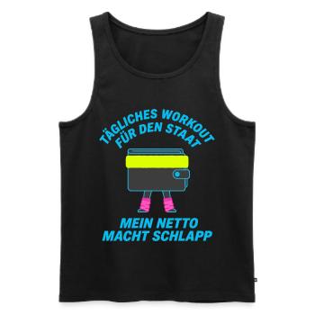 Daily workout for the state - Men's Premium Organic Tank Top - black - Front - AI Model Male 178 light (178cm)