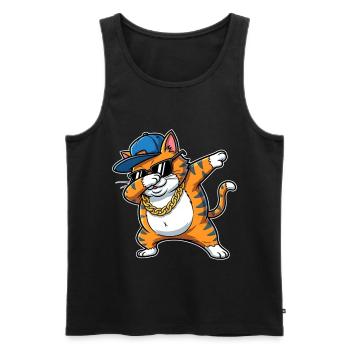 Dabbing Cat Cool Hip Hop Cartoon - Men's Premium Organic Tank Top - black - Front - AI Model Male 178 light (178cm)