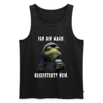 Cadeau de grenouille à café pour les collègues et amis - Débardeur bio Premium Homme - noir - Devant - AI Model Male 178 light (178cm)