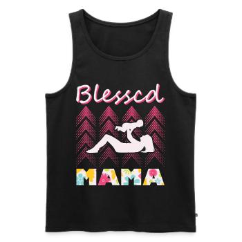 Grateful Mama Floral Flower Mothers Day Shirt - Men's Premium Organic Tank Top - black - Front - AI Model Male 178 light (178cm)
