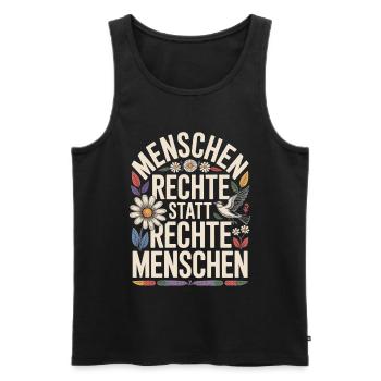 Menschenrechte statt rechte Menschen Statement - Männer Premium Bio Tank Top - Schwarz - Vorne - Michal (187cm)