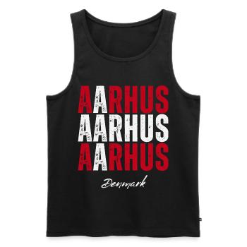 Aarhus in the Heart, Denmark present - Men's Premium Organic Tank Top - black - Front - AI Model Male 178 light (178cm)
