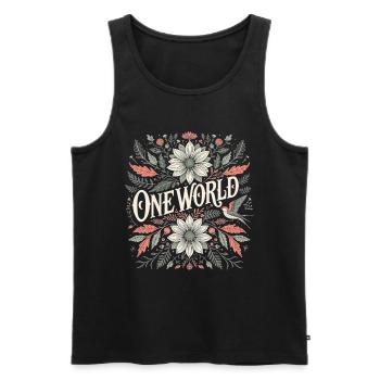 One World Floral Vintage Peace Festival Outfit - Männer Premium Bio Tank Top - Schwarz - Vorne - AI Model Male 178 light (178cm)
