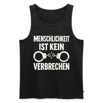 Menschlichkeit ist kein Verbrechen - Männer Premium Bio Tank Top - Schwarz - Vorne - Michal (187cm)