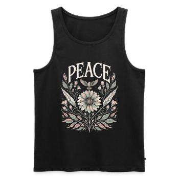 Peace Vintage Blumen Design Pastell - Männer Premium Bio Tank Top - Schwarz - Vorne - Michal (187cm)