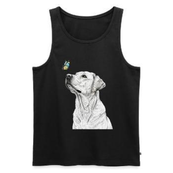 Labrador avec style papillon en forme de banksy - Débardeur bio Premium Homme - noir - Devant - Michal (187cm)