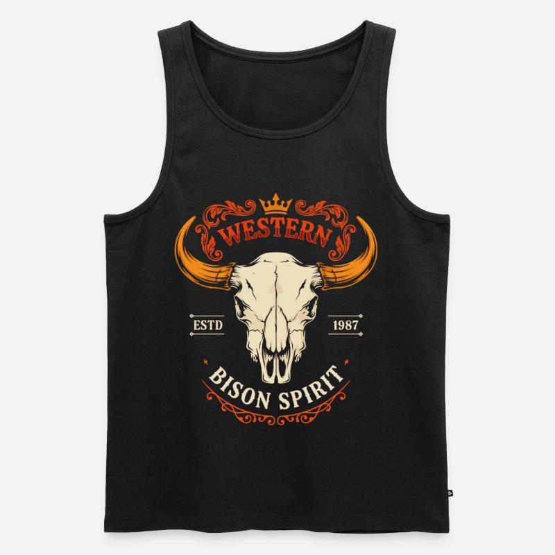 Geist-Westbisonkopf - Männer Premium Bio Tank Top - Schwarz
