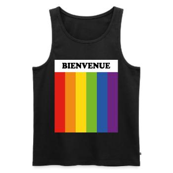 LGBT welcome Bienvenue French safe space gay ally - Men's Premium Organic Tank Top - black - Front - AI Model Male 178 light (178cm)