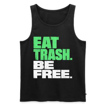 EAT TRASH BE FREE Spruch Vintage Statement - Männer Premium Bio Tank Top - Schwarz - Vorne - Michal (187cm)