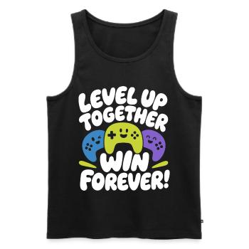 Level Up Together Win Forever - Men's Premium Organic Tank Top - black - Front - Michal (187cm)
