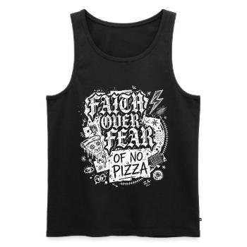 Faith Over Fear of No Pizza - Men's Premium Organic Tank Top - black - Front - Michal (187cm)
