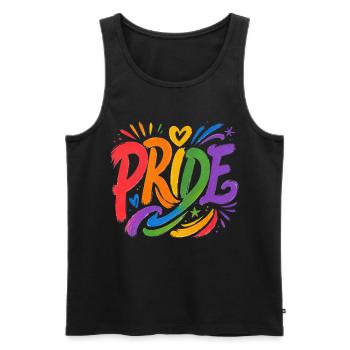Regenbogen Motiv für Pride Community Allies CSD - Männer Premium Bio Tank Top - Schwarz - Vorne - Michal (187cm)