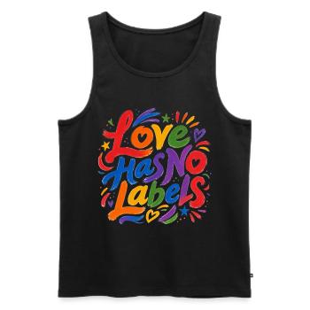 Love Has No Labels für Pride Fans Tshirt Aufkleber - Männer Premium Bio Tank Top - Schwarz - Vorne - Michal (187cm)
