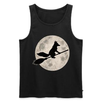 Motif de la pleine lune vintage de la sorcière renard d’Halloween - Débardeur bio Premium Homme - noir - Devant - Michal (187cm)