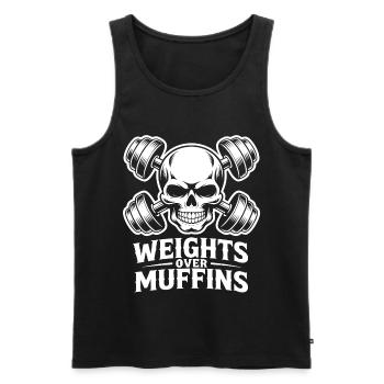 Poids sur le crâne du muffins - Débardeur bio Premium Homme - noir - Devant - Michal (187cm)