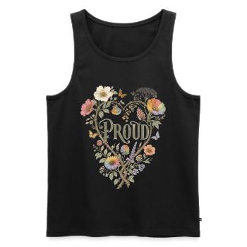 T-shirt fier en forme de cœur floral LGBTQ Pride vintage - Débardeur bio Premium Homme - noir - Devant - Michal (187cm)