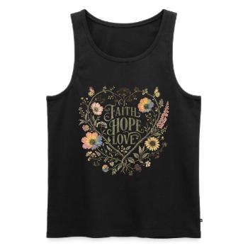 Sweat à capuche botanique Love Faith Hope Love Botanical Heart Vintage - Débardeur bio Premium Homme - noir - Devant - Michal (187cm)