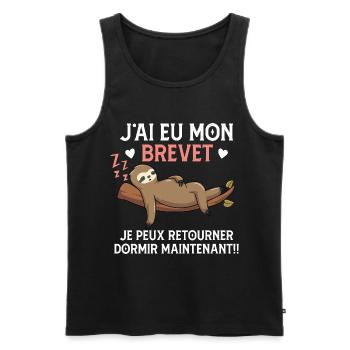 j'ai eu Mon Brevet des Collège Drôle Graduation - Débardeur bio Premium Homme - noir - Devant - AI Model Male 178 light (178cm)
