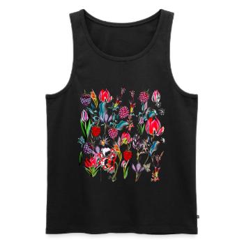 Tulips tulip flowers gardener gardening raspberry - Men's Premium Organic Tank Top - black - Front - AI Model Male 178 light (178cm)