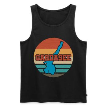 Gardasee Urlaub Retro - Männer Premium Bio Tank Top - Schwarz - Vorne - AI Model Male 178 light (178cm)