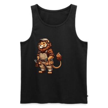 Cute Lion Craftsman - Men's Premium Organic Tank Top - black - Front - Michal (187cm)