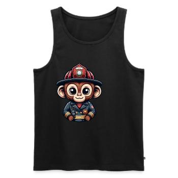 Cute Monkey Firefighter - Men's Premium Organic Tank Top - black - Front - Michal (187cm)