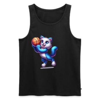 Chat Mignon Joueur De Basket-Ball - Débardeur bio Premium Homme - noir - Devant - Michal (187cm)