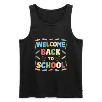 Bienvenue à l’école - Débardeur bio Premium Homme - noir - Devant - Michal (187cm)