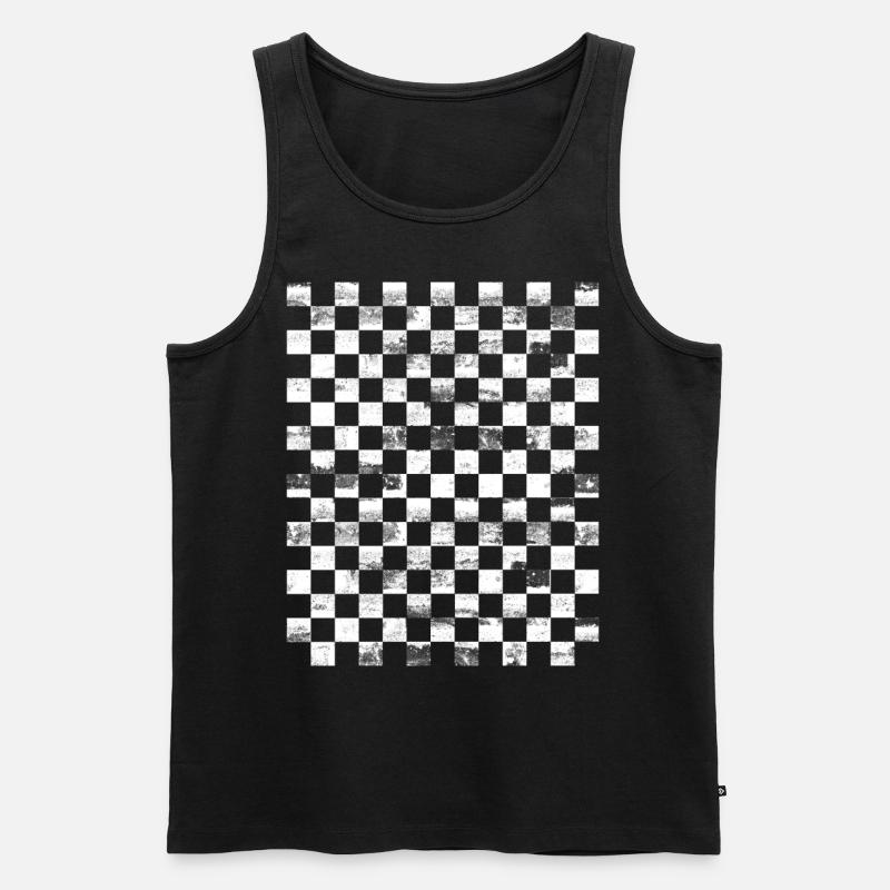 schachbrett Grunged - Männer Premium Bio Tank Top - Schwarz