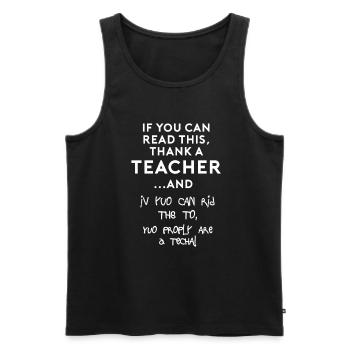 Funny Teacher T-Shirt; English I spelling - Men's Premium Organic Tank Top - black - Front - AI Model Male 178 light (178cm)