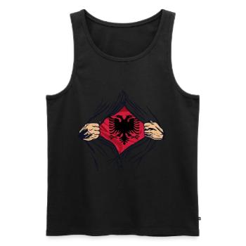 Superheld Albaner - Männer Premium Bio Tank Top - Schwarz - Vorne - AI Model Male 178 light (178cm)