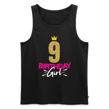Birthday Girl Ladies 9 ans Dicton drôle - Débardeur bio Premium Homme - noir - Devant - AI Model Male 178 light (178cm)
