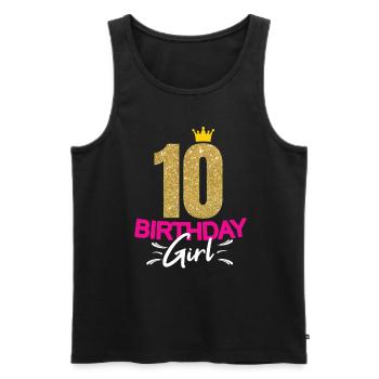 Anniversaire Filles Dames 10 ans Dicton drôle - Débardeur bio Premium Homme - noir - Devant - AI Model Male 178 light (178cm)