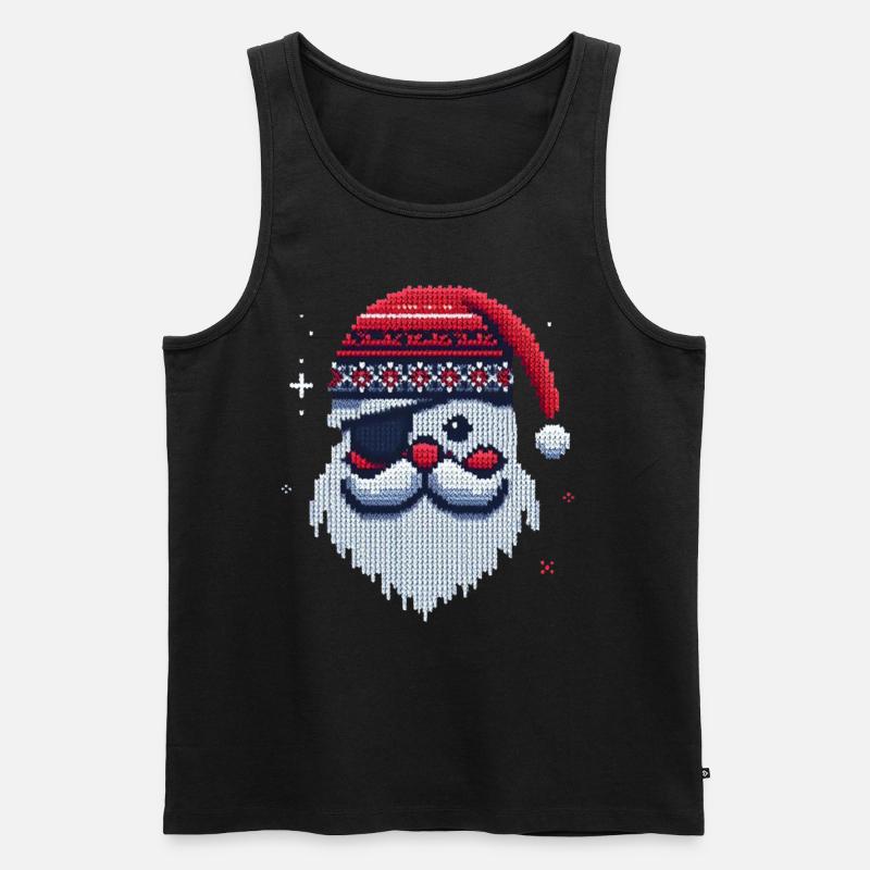 Weihnachtsmann Kawaii Strickmuster - Männer Premium Bio Tank Top - Schwarz