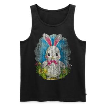 Weisser Hase Ostern - Männer Premium Bio Tank Top - Schwarz - Vorne - Michal (187cm)