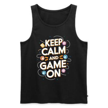 GAMER GAME ON KEEP CALM - Men's Premium Organic Tank Top - black - Front - Michal (187cm)