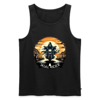 SKULL RIDER : AVENTURE DANS LE DÉSERT SOUS LE COUCHER DU SOLEIL - Débardeur bio Premium Homme - noir - Devant - AI Model Male 178 light (178cm)